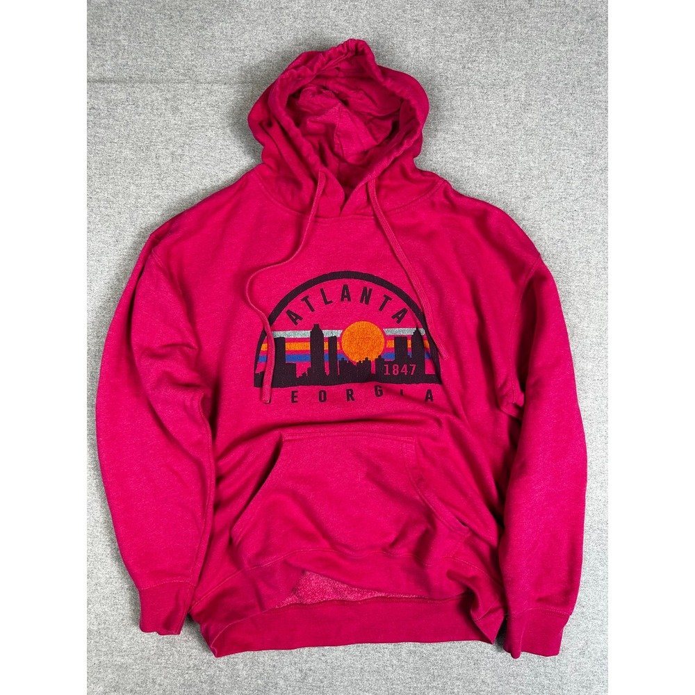 Vintage Atlanta Graphic Hoodie‎ Mens XL Pink Georgia Sweatshirt Y2K 90s